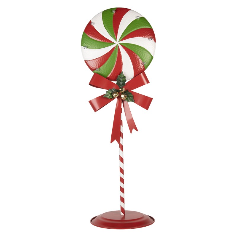 Clayre & Eef Christmas Decoration with LED Lighting Lollipop 36x29x100 cm Red Green Metal