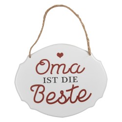 Clayre & Eef Textschild 18x15 cm Weiß Metall