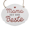 Clayre & Eef Textschild 18x15 cm Weiß Metall Mama