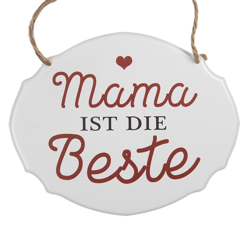 Clayre & Eef Textschild 18x15 cm Weiß Metall Mama