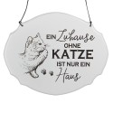 Clayre & Eef Tekstbord 18x15 cm Wit Metaal Kat