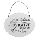 Clayre & Eef Tekstbord 18x15 cm Wit Metaal Kat