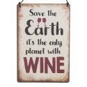 Clayre & Eef Text Sign 10x15 cm Beige Metal wine
