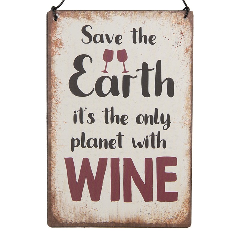 Clayre & Eef Text Sign 10x15 cm Beige Metal wine
