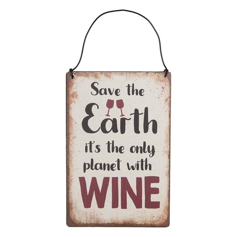 Clayre & Eef Text Sign 10x15 cm Beige Metal wine