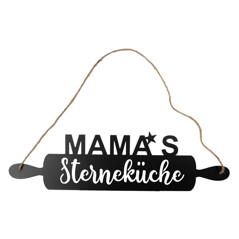 Clayre & Eef Text Sign 50x14 cm Black Metal Mama