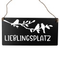 Clayre & Eef Textschild 30x15 cm Schwarz Metall