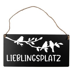 Clayre & Eef Textschild 30x15 cm Schwarz Metall