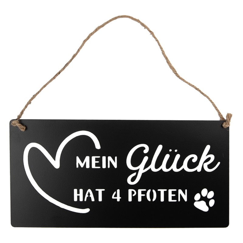 Clayre & Eef Text Sign 30x15 cm Black Metal