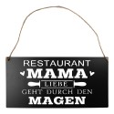 Clayre & Eef Targhetta con testo 40x20 cm Nero Metallo Mama