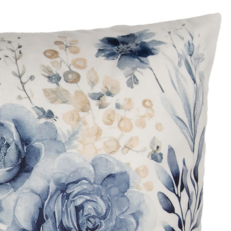 Clayre & Eef Kussenhoes 45x45 cm Wit Polyester Bloemen