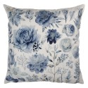 Clayre & Eef Cushion Cover 45x45 cm White Blue Polyester Flowers