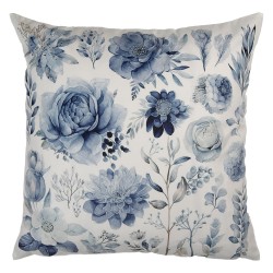 Clayre & Eef Federa per cuscino 45x45 cm Bianco Blu  Poliestere Fiori