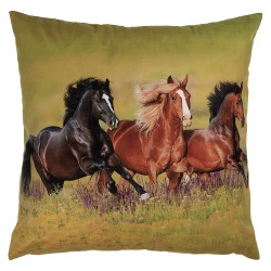 Clayre & Eef Federa per cuscino 45x45 cm Verde Poliestere Cavalli
