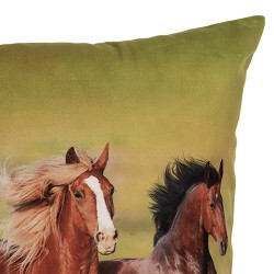 Clayre & Eef Federa per cuscino 45x45 cm Verde Poliestere Cavalli