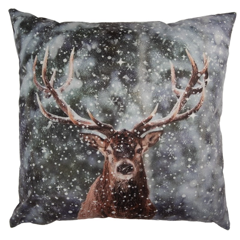 Clayre & Eef Cushion Cover 45x45 cm Grey Polyester Deer
