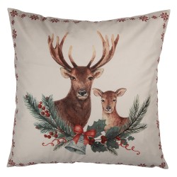 Clayre & Eef Federa per cuscino 45x45 cm Beige Poliestere Cervi