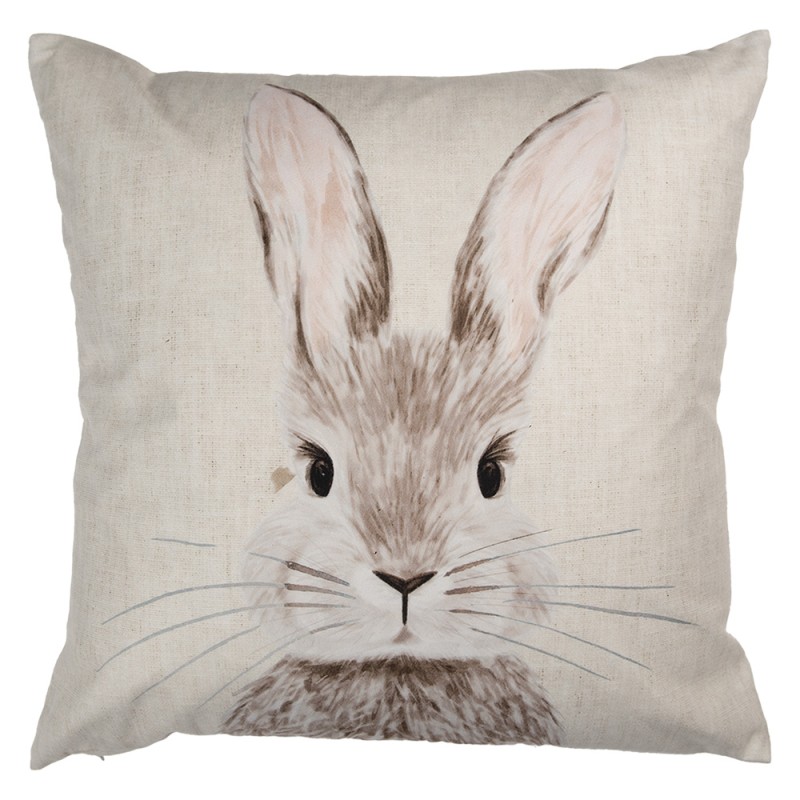 Clayre & Eef Cushion Cover 45x45 cm Beige Polyester Rabbit