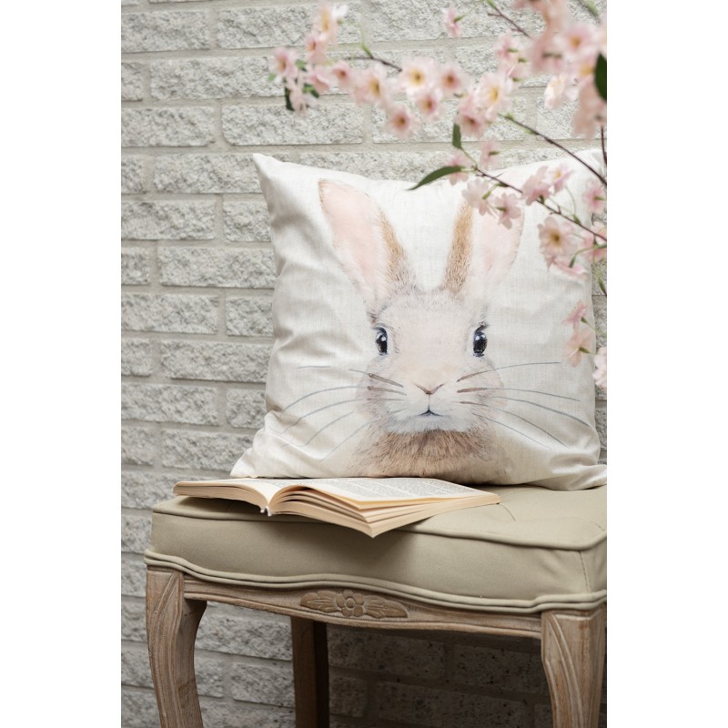 Clayre & Eef Kussenhoes 45x45 cm Beige Polyester Konijn