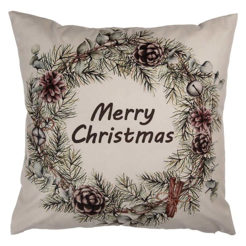 Clayre & Eef Housse de coussin 45x45 cm Beige Polyester Noël