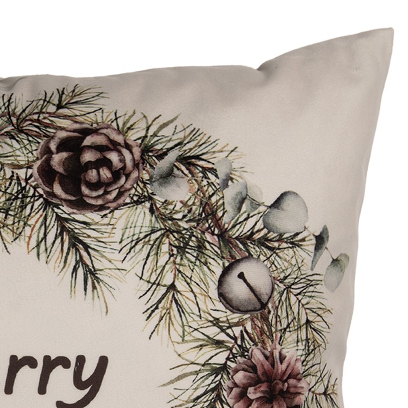 Clayre & Eef Housse de coussin 45x45 cm Beige Polyester Noël