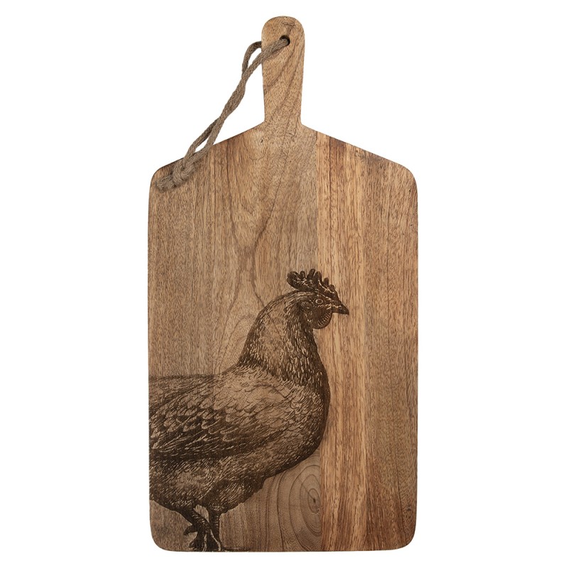 Clayre & Eef Planche à découper décoration 25x50x2 cm Marron Bois Poulet