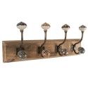 Clayre & Eef Wall Hook Set of 4 45x11x18 cm Brown Wood Metal