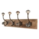Clayre & Eef Wall Hook Set of 4 45x11x18 cm Brown Wood Metal
