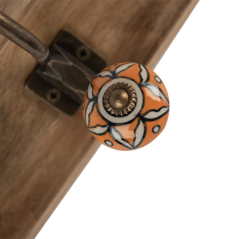 Clayre & Eef Wall Hook Set of 4 45x11x18 cm Brown Wood Metal