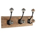 Clayre & Eef Attaccapanni da parete 3 ganci 31x10x16 cm Marrone Legno Metallo