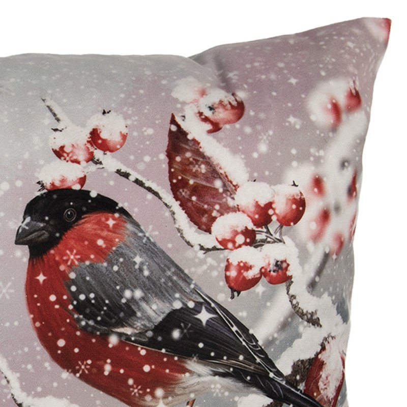 Clayre & Eef Cushion Cover 45x45 cm Grey Polyester Birds