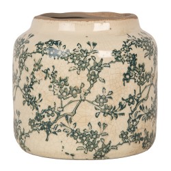 Clayre & Eef Bloempot Ø 16x15 cm Beige Groen Keramiek