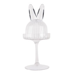 Clayre & Eef Cloche Rabbit Ø 12x29 cm Transparent Glass