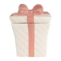 Clayre & Eef Voorraadpot Cadeau 14x14x17cm Wit Roze Keramiek