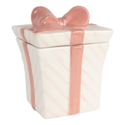 Clayre & Eef Vorratsglas Geschenk  14x14x17cm Weiß Rosa Keramik