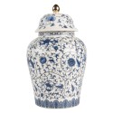 Clayre & Eef Vase avec Couvercle Ø 12x21 cm Blanc Bleu Céramique