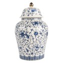 Clayre & Eef Vase avec Couvercle Ø 12x21 cm Blanc Bleu Céramique