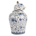 Clayre & Eef Vase avec Couvercle Ø 12x21 cm Blanc Bleu Céramique
