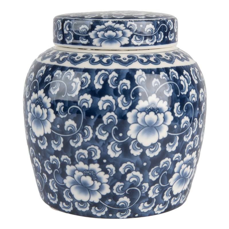 Clayre & Eef Vaso con Coperchio Ø 13x13 cm Blu Ceramica