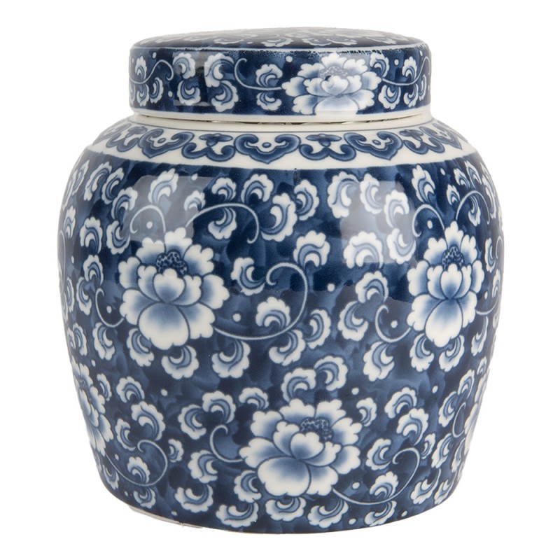 Clayre & Eef Vaso con Coperchio Ø 13x13 cm Blu Ceramica