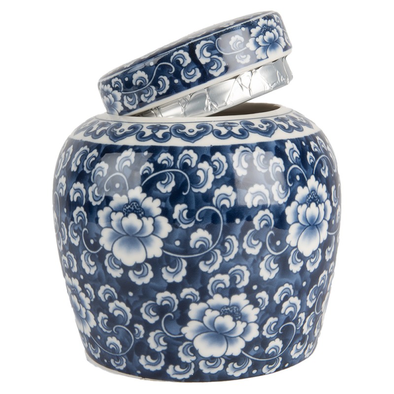 Clayre & Eef Vaso con Coperchio Ø 13x13 cm Blu Ceramica