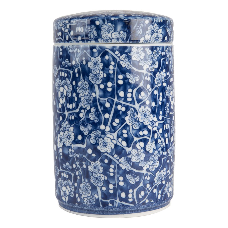 Clayre & Eef Vase avec Couvercle Ø 9x14 cm Bleu Céramique