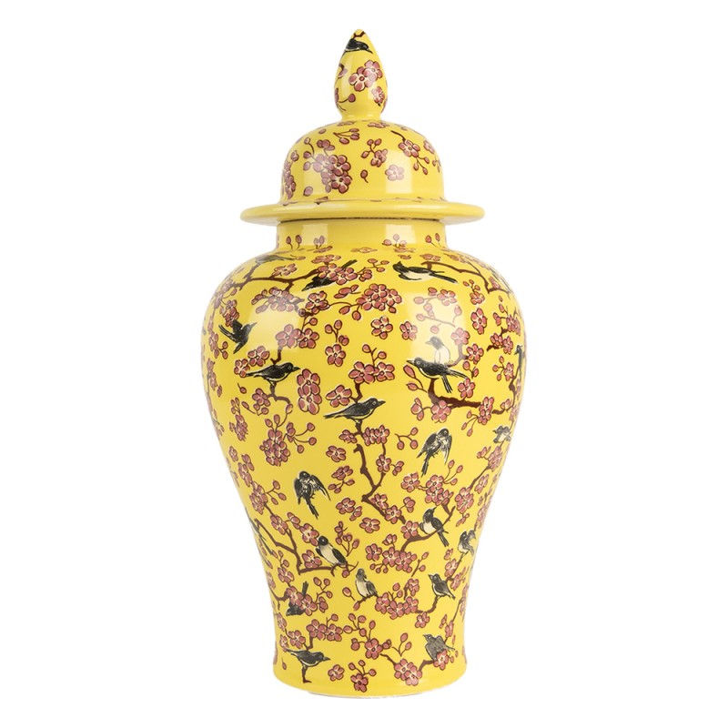 Clayre & Eef Vase with Lid Ø 11x22 cm Yellow Ceramic