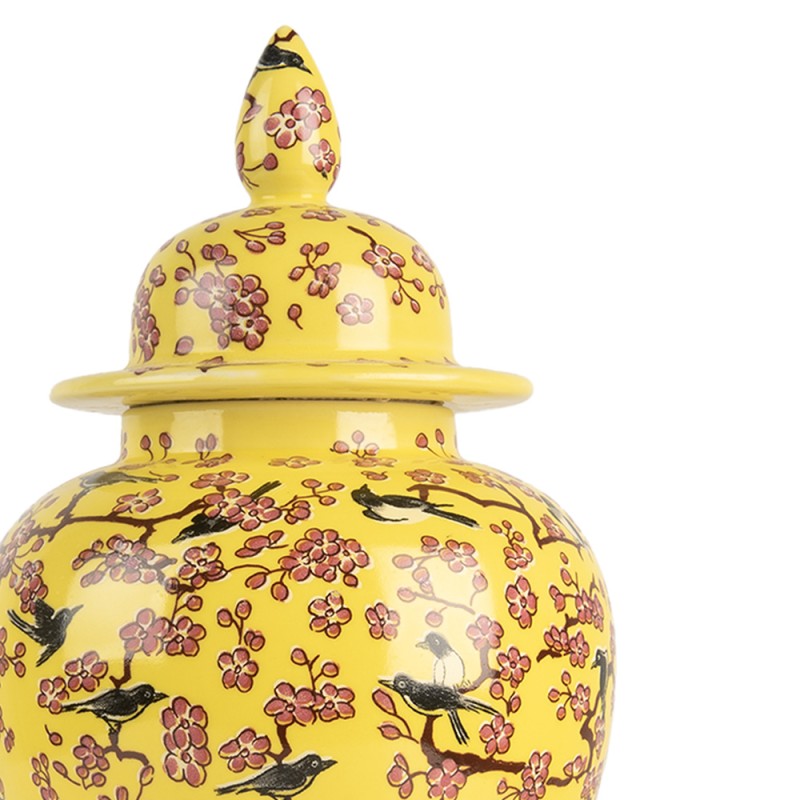 Clayre & Eef Vase with Lid Ø 11x22 cm Yellow Ceramic