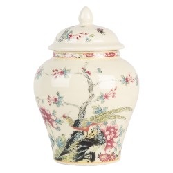 Clayre & Eef Vase with Lid Ø 12x18 cm Beige Ceramic