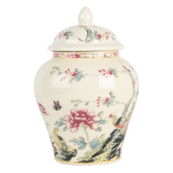 Clayre & Eef Vase with Lid Ø 12x18 cm Beige Ceramic