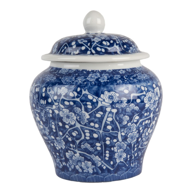 Clayre & Eef Vase mit Deckel Ø 9x12 cm Blau Keramik