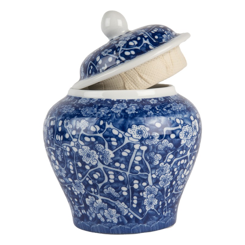 Clayre & Eef Vase mit Deckel Ø 9x12 cm Blau Keramik
