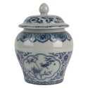 Clayre & Eef Vase avec Couvercle Ø 9x13 cm Gris Bleu Céramique