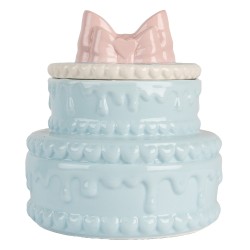 Clayre & Eef Vorratsglasdeckel Kuchen Ø 13x15 cm Blau Rosa Keramik